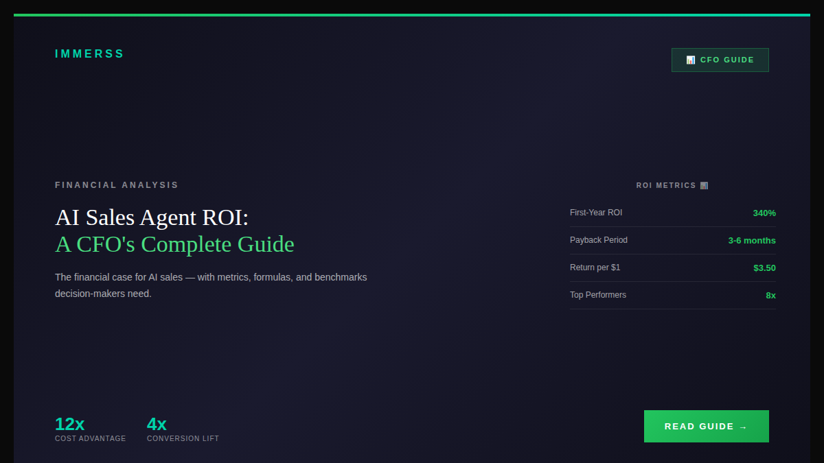 AI Sales Agent ROI guide for CFOs — metrics, formulas, and benchmarks for AI sales investment decisions